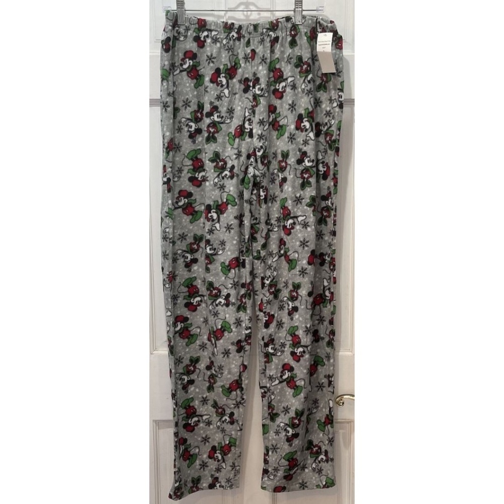 Briefly Stated Gray Mickey Minnie Fleece Unisex Lounge/Sleep Pants Size XL